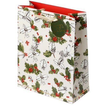 Christmas Botanicals Holly Festive Gift bag and Tag - Kate's Cupboard