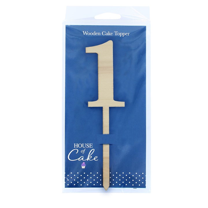 Wooden Number Cake Pic Instant Numeral Topper - 1 - The Cooks Cupboard Ltd