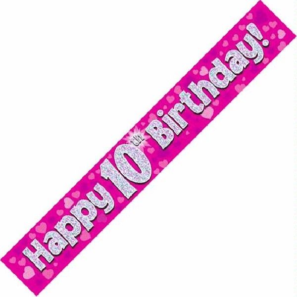 Pink Age 10 10th Birthday Celebration Happy Birthday Banner