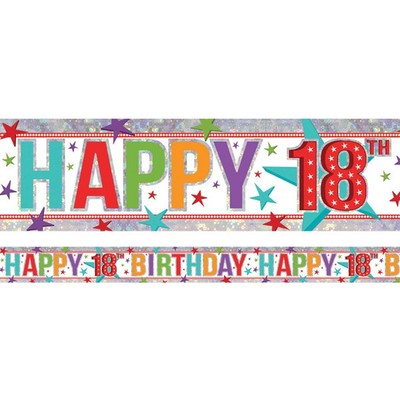 Colourful Age 18 18th Birthday Celebration Happy Birthday Banner
