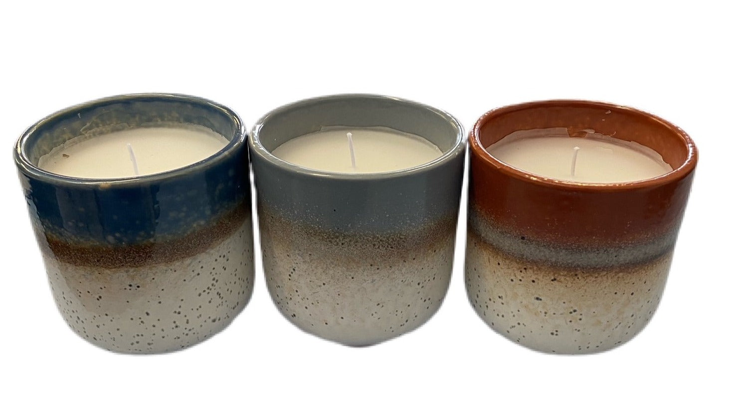 Ombre Glazed Ceramic Candle Pot - Grey, Blue or Terracotta - The Cooks Cupboard Ltd