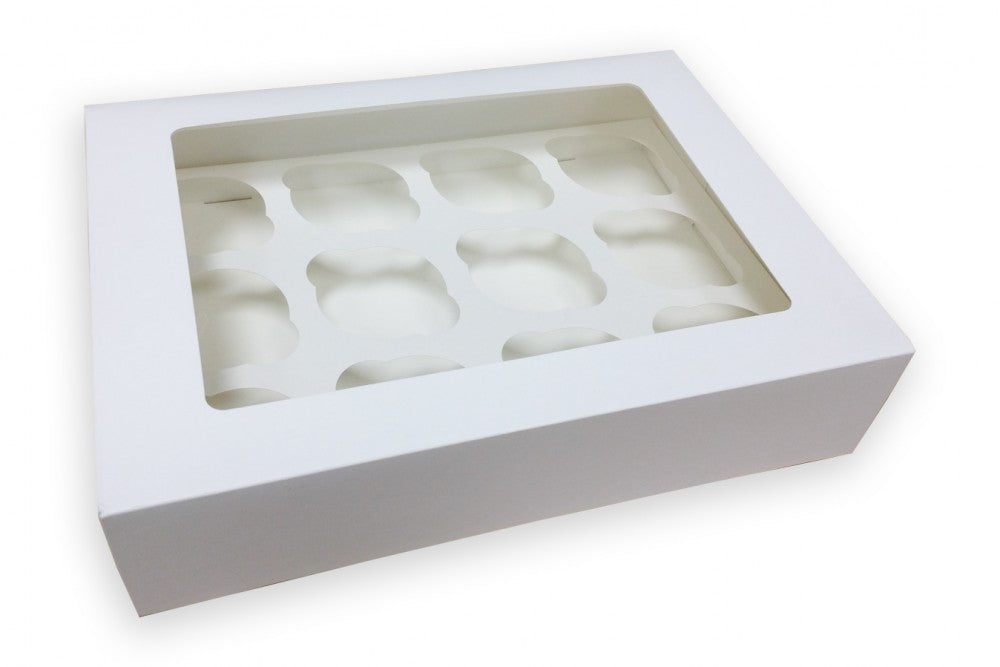 12 x Cupcake Box White 3” Deep