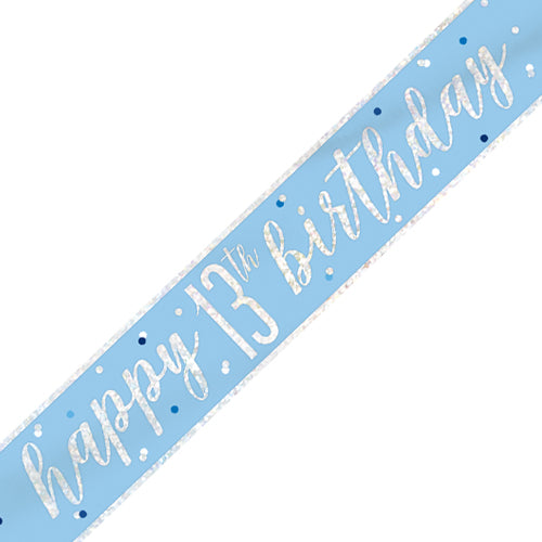 Light Blue Age 13 13th Birthday Celebration Happy Birthday Banner