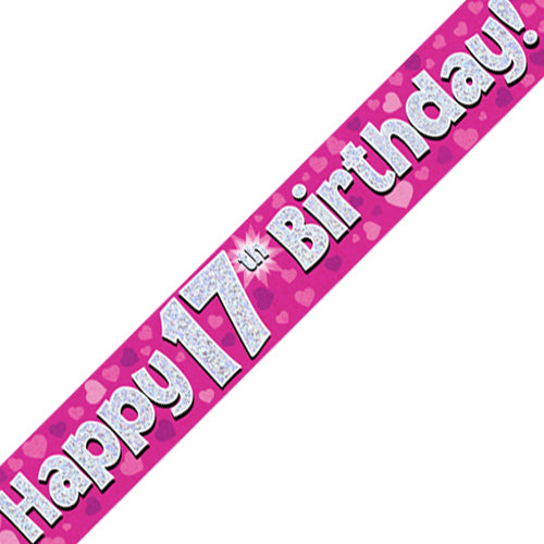 Pink Age 17 17th Birthday Celebration Happy Birthday Banner