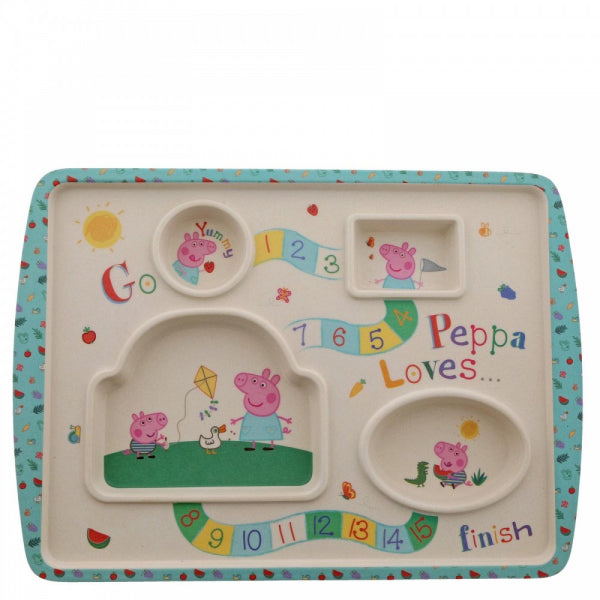 Peppa Pig Bamboo Children's Food Game Plate - The Cooks Cupboard Ltd