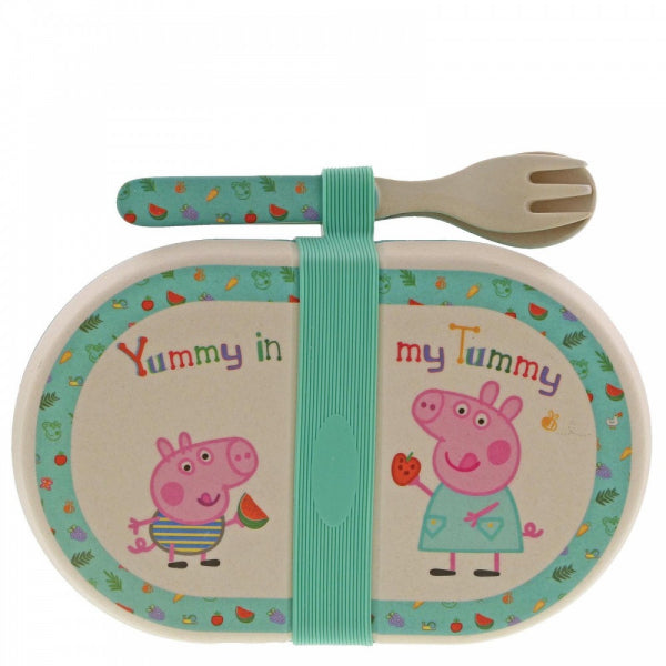 Peppa Pig Bamboo Snack Box with Cutlery Set - The Cooks Cupboard Ltd