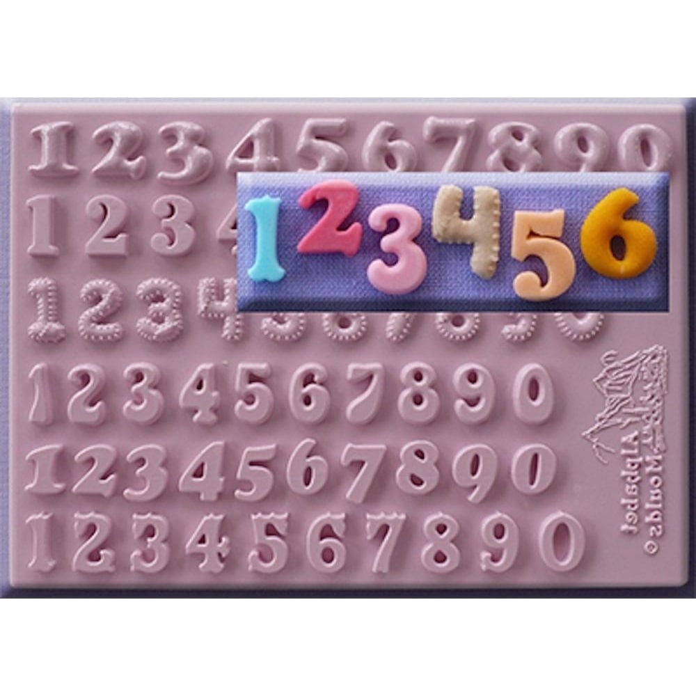 Alphabet Moulds  12mm Numbers Set of 6 Styles Silicone Mould - The Cooks Cupboard Ltd