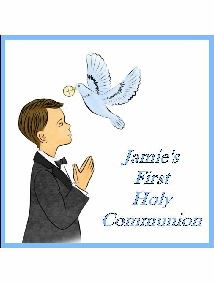 1st Holy Communion Blue Boy Personalised Edible Cake Topper Square Icing Sheet - The Cooks Cupboard Ltd