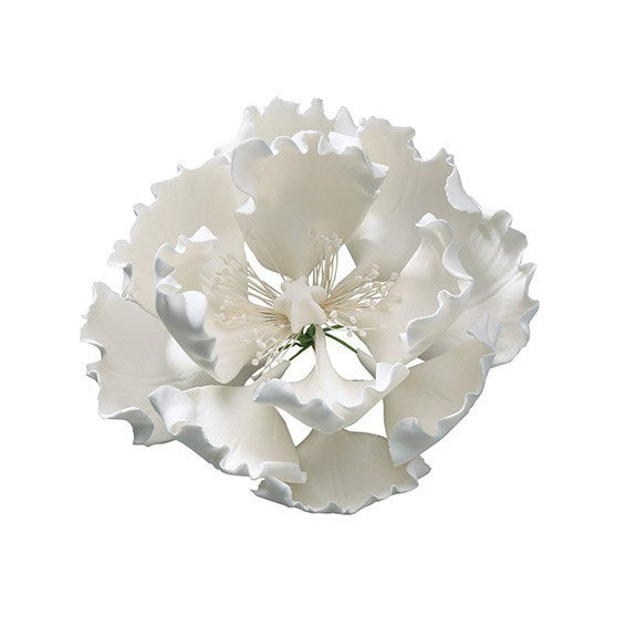Gumpaste Peony White 4''  Floral Cake Topper - Kate's Cupboard