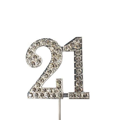 Diamante Number Cake Topper on pick -21 - The Cooks Cupboard Ltd
