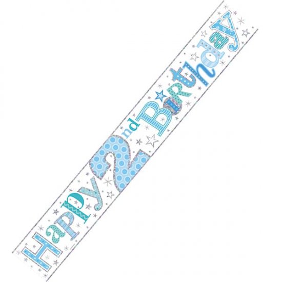 Blue Theme Age 2 2nd Birthday Celebration Happy Birthday Banner