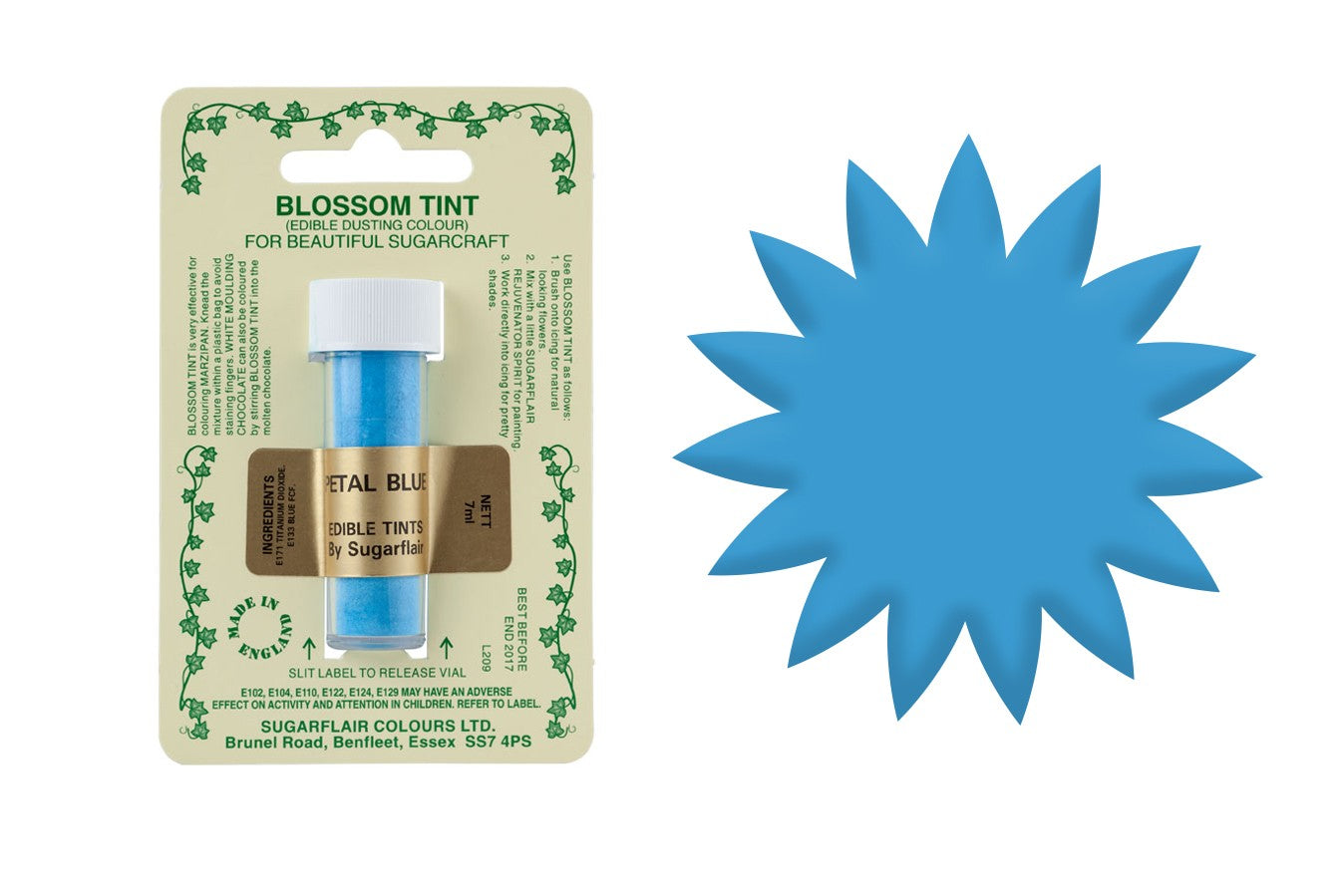 Sugarflair Edible Blossom Tint Food Dust - Petal Blue - The Cooks Cupboard Ltd