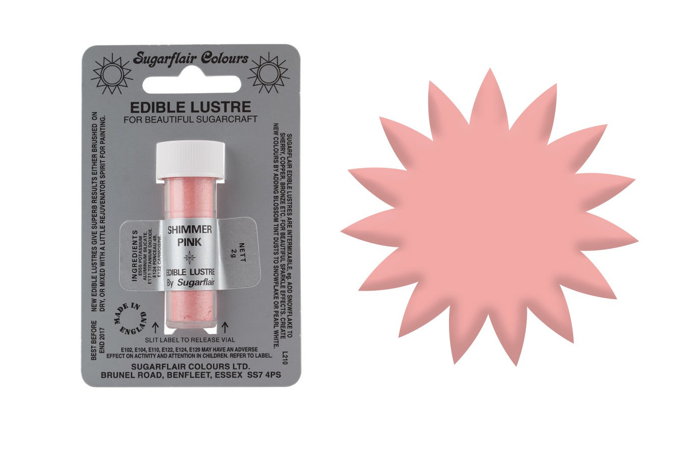 Sugarflair Edible Lustre Dust Shimmer Pink - The Cooks Cupboard Ltd