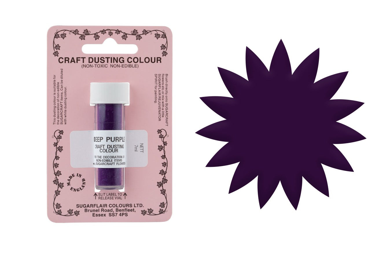 Sugarflair Craft Dusting Colour Powder: Non-Toxic, Non-Edible Deep Purple - The Cooks Cupboard Ltd
