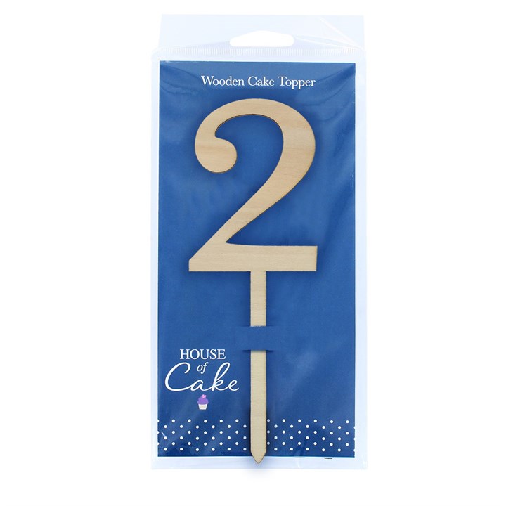 Wooden Number Cake Pic Instant Numeral Topper - 2 - The Cooks Cupboard Ltd