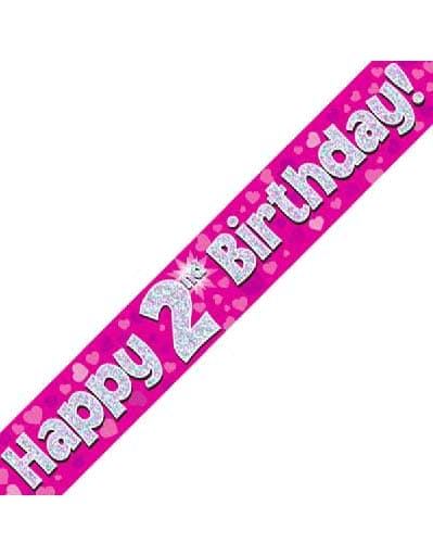 Pink Theme 2nd Birthday Celebration Happy Birthday Banner