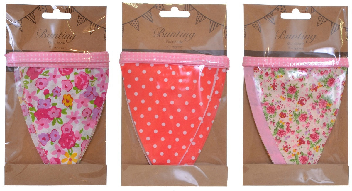 Vintage Style Fabric Bunting 2 Metres - Choose preferred Design - The Cooks Cupboard Ltd