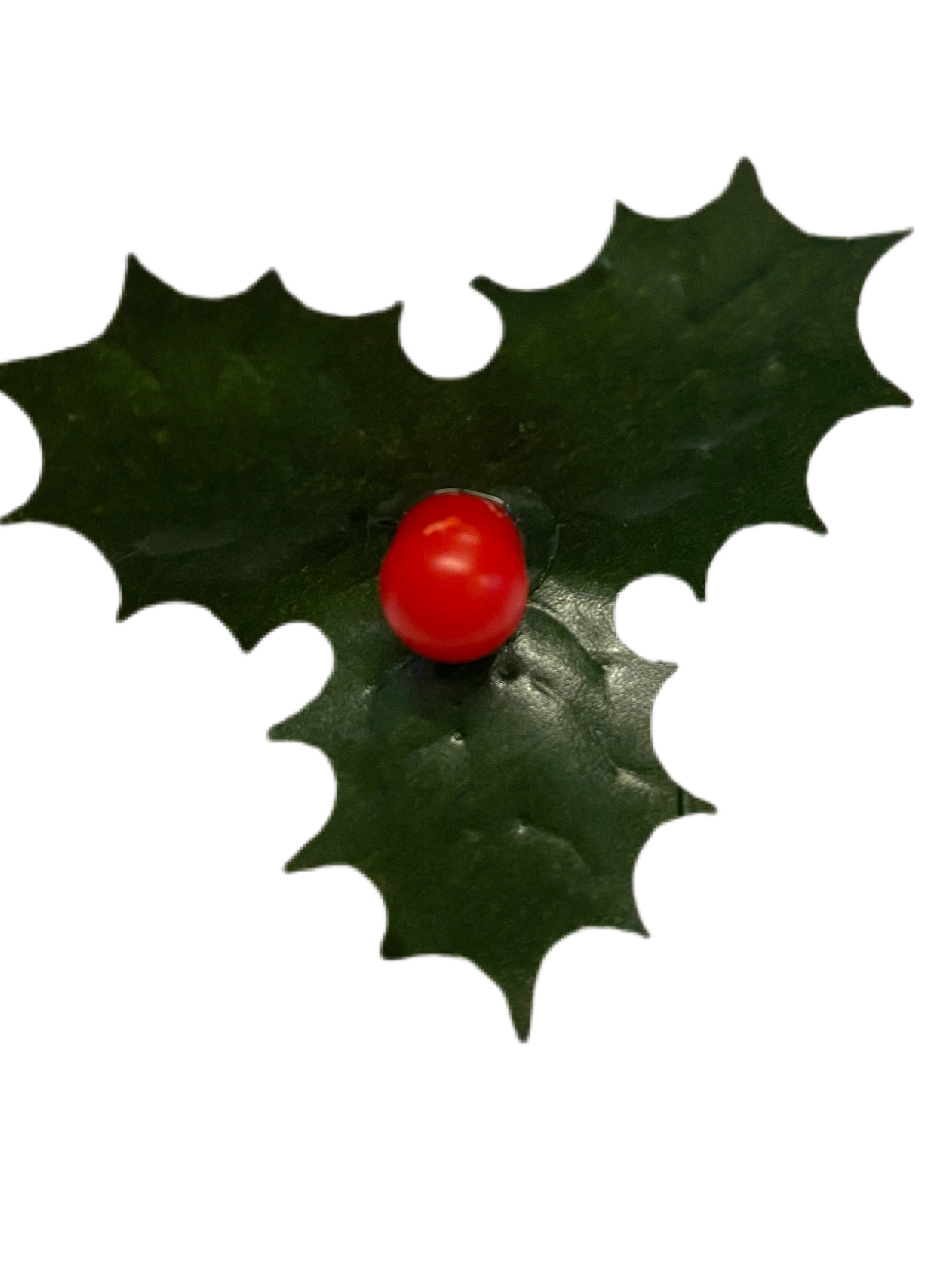 Paper and Plastic Holly Christmas Cake or Yule Log Decoration 40mm - Kate's Cupboard