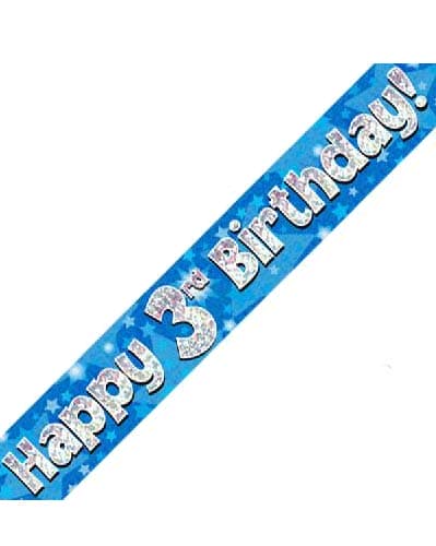 Blue Theme Age 3 3rd Birthday Celebration Happy Birthday Banner