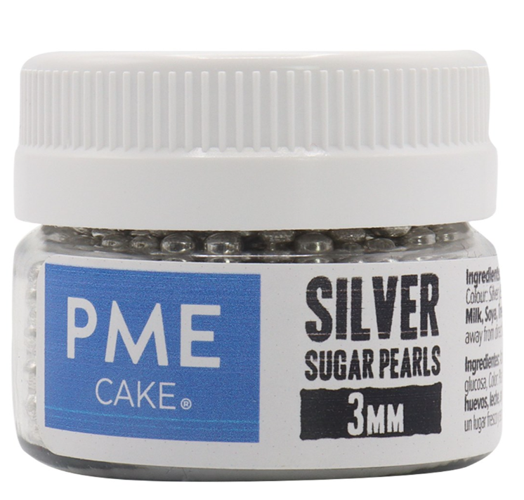 PME Silver Edible Sugar Pearls Sprinkles - 3mm