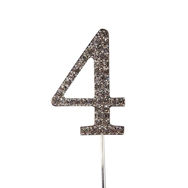 Diamante Number Cake Topper on pick -4 - The Cooks Cupboard Ltd