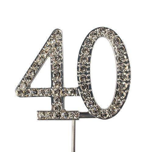 Diamante Number Cake Topper on pick -40 - The Cooks Cupboard Ltd
