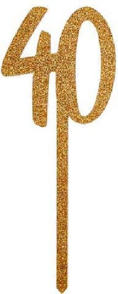 Gold Glitter Acrylic Number 40 40th Age Cake Topper