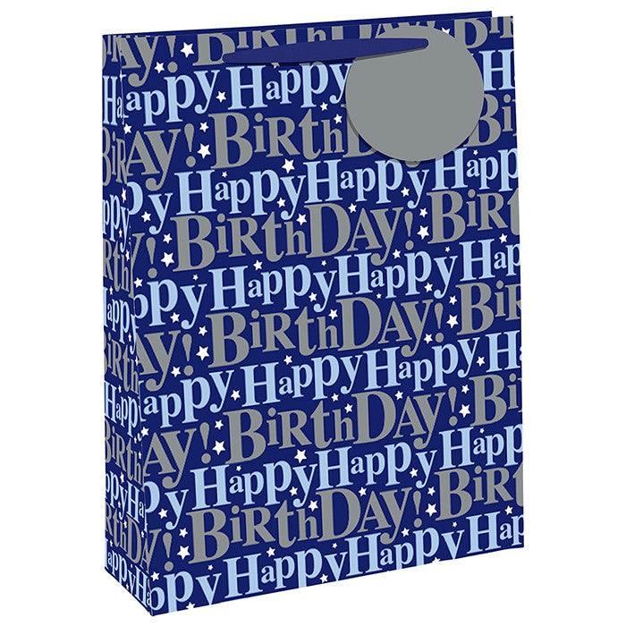 Blue Happy Birthday Glitter Gift Bag - The Cooks Cupboard Ltd