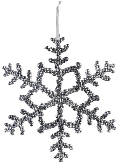 Decorative Hanging Silver Coloured Snow Flake Christmas Ornament - 20cm - Kate's Cupboard