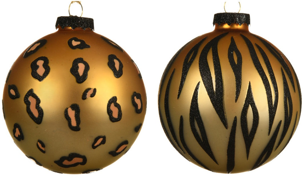 Animal Print Decorative Christmas Hanging Bauble - Choose Design - Sold Singly - The Cooks Cupboard Ltd