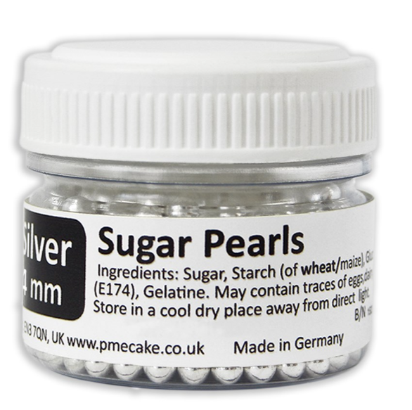 PME Silver Edible Sugar Pearls Sprinkles - 4mm