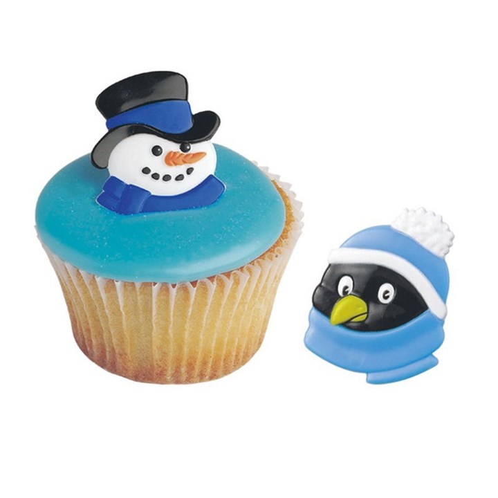 Christmas Ring Ideal Cupcake Decoration - Snowman or Penguin - Kate's Cupboard
