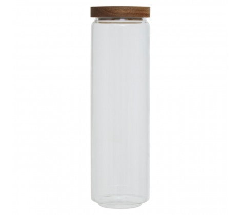 Glass Storage Jar with Acacia Wood Lid 1600ml - The Cooks Cupboard Ltd