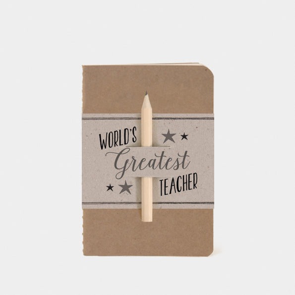 World's Greatest Teacher Small Notebook and Pencil - Kate's Cupboard