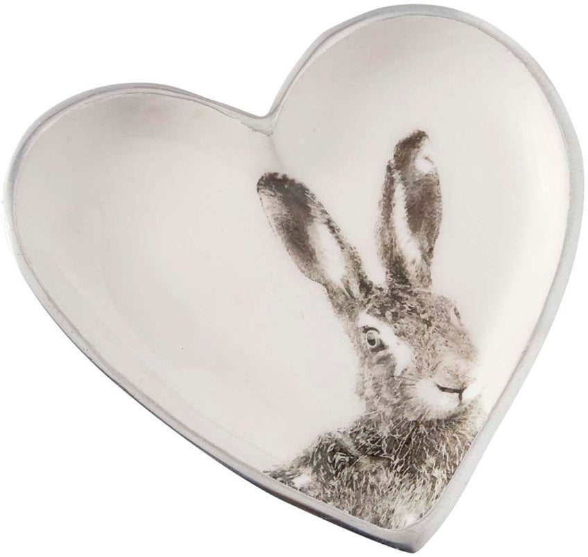 Heart Shaped Decorative Plate with Hare - The Cooks Cupboard Ltd