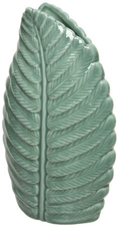 Green Leaf Glazed Porcelain Vase 20.5cm - The Cooks Cupboard Ltd