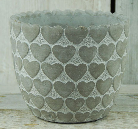 Concrete Plant Pot / Planter with Embossed Heart Detail - Kate's Cupboard