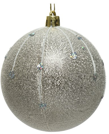 Silver Hanging Christmas Christmas Bauble with Glitter Drip - The Cooks Cupboard Ltd