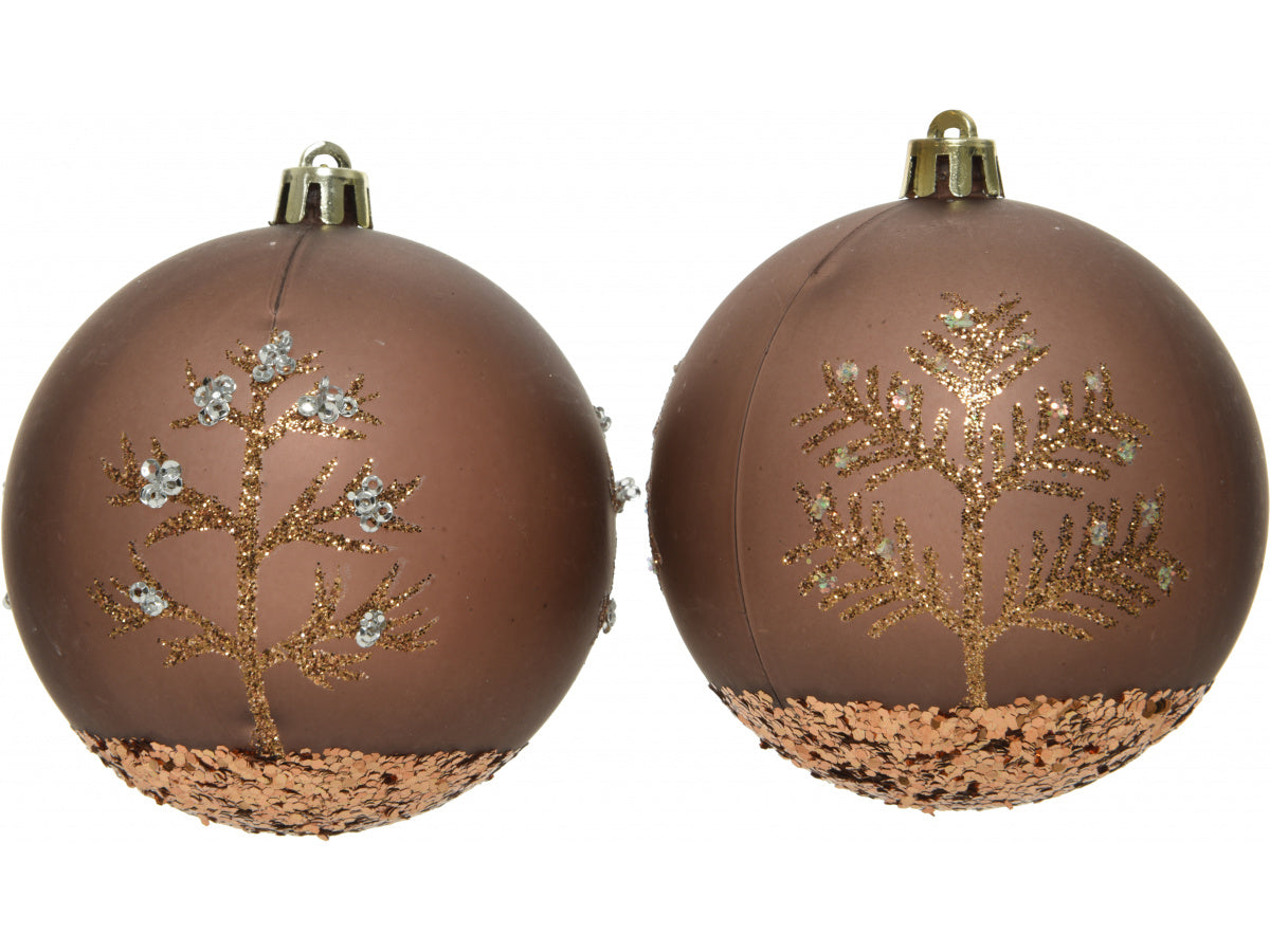 Bronzed Glitter Decorative Christmas Hanging Bauble - Sold Singly - The Cooks Cupboard Ltd