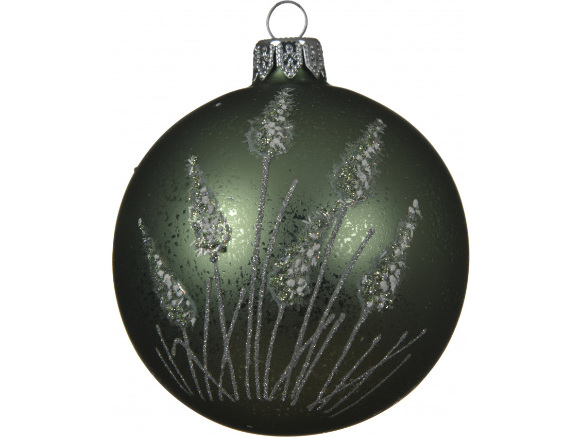 Green Toned with Grassy Leaf Detail Decorative Christmas Bauble Hanging Decoration - The Cooks Cupboard Ltd