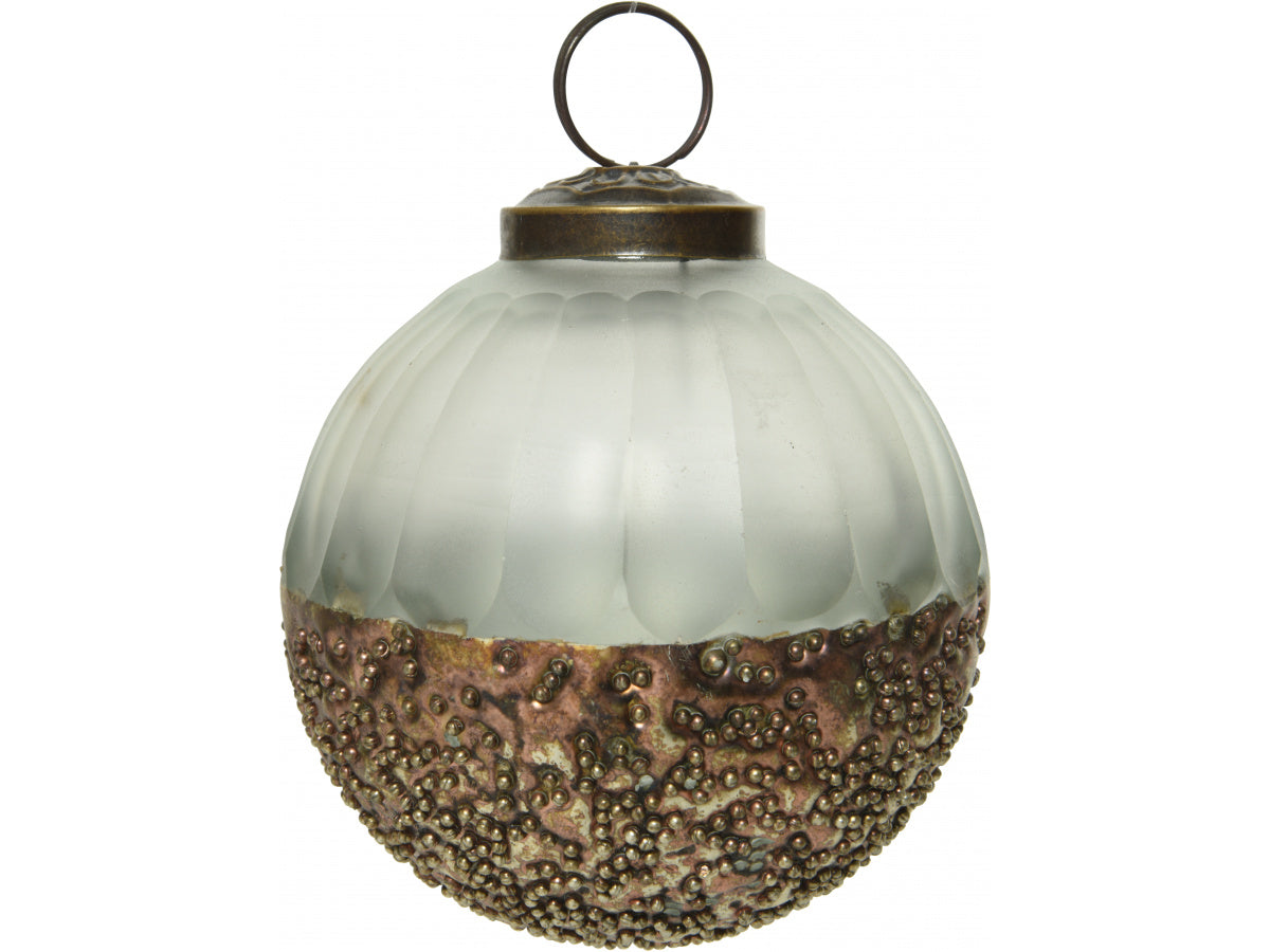 Reactive Metal and Glass Two Tone Decorative Christmas Bauble Hanging Decoration - Kate's Cupboard