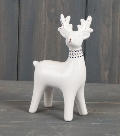 White Ceramic Festive Reindeer Ornament - Kate's Cupboard