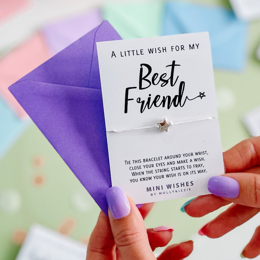 Best Friend  A Little Wish Sentiment String Bracelet - The Cooks Cupboard Ltd