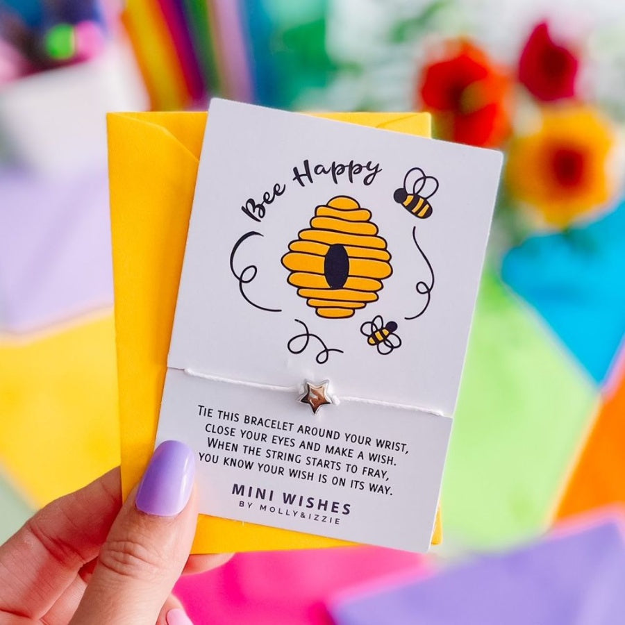 Bee Happy A Little Wish Sentiment String Bracelet - The Cooks Cupboard Ltd