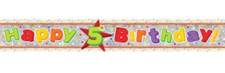 Colourful Multi-Coloured Theme Age 5 5th Birthday Celebration Happy Birthday Banner