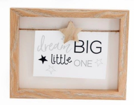 Wooden Coloured Photograph / Picture Box Frame with Star Peg Photo Holder