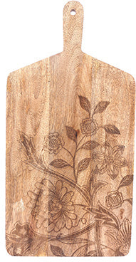 Etched Floral Decorative Design Wooden Paddle Style Board Chopping Board kates cupboard