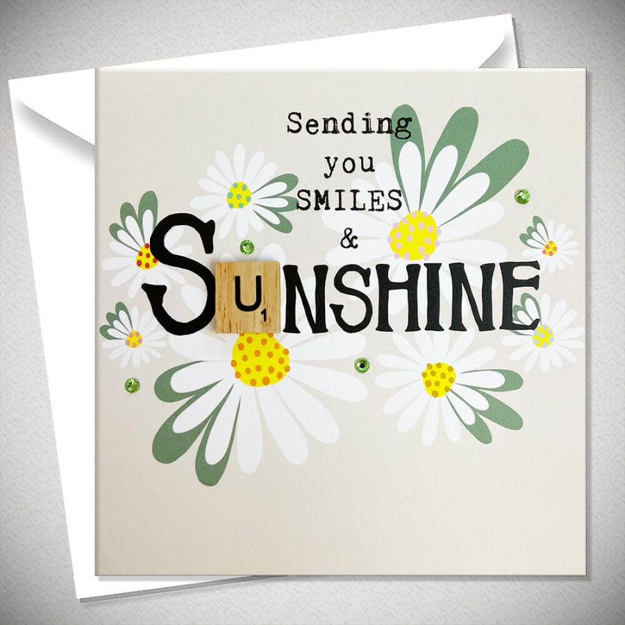 Greeting Card with Envelope - Sending you Smiles & Sunshine Scrabble Letter Card - Kate's Cupboard