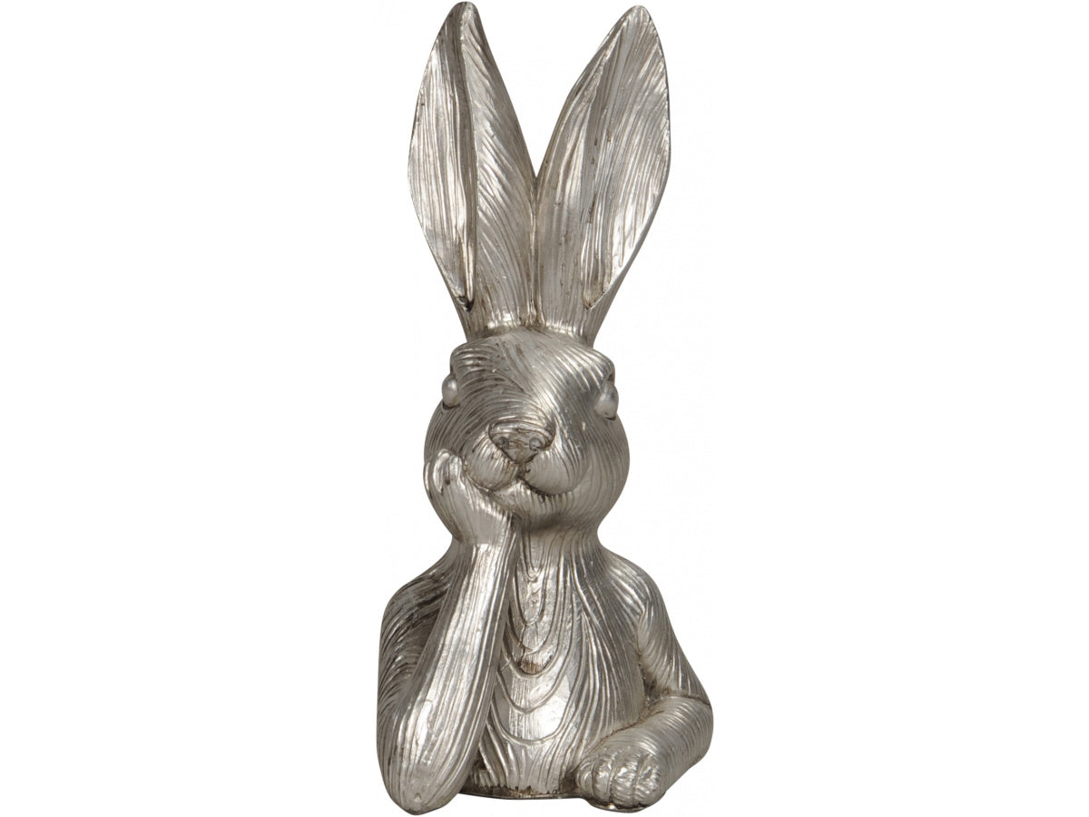 Silver Decorative Hare Figurine With Distressed Finish