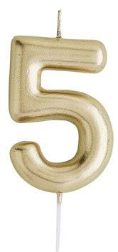 Gold Birthday Celebration Candle - Number / Age 5
